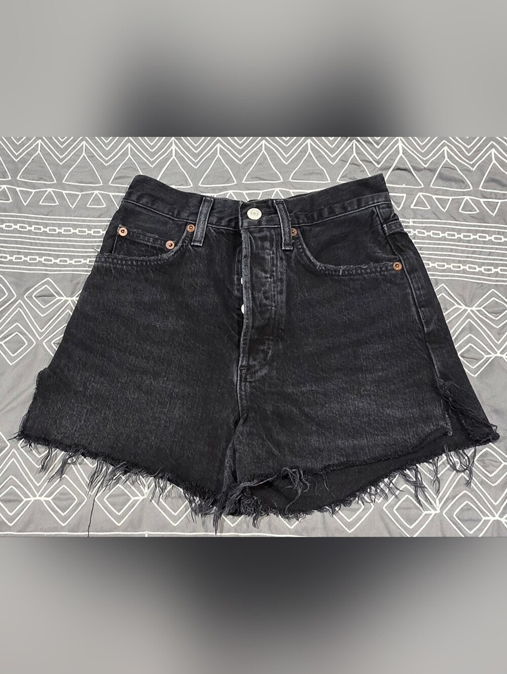 Agolde Ultra High Rise Black Dee Shorts Size 23